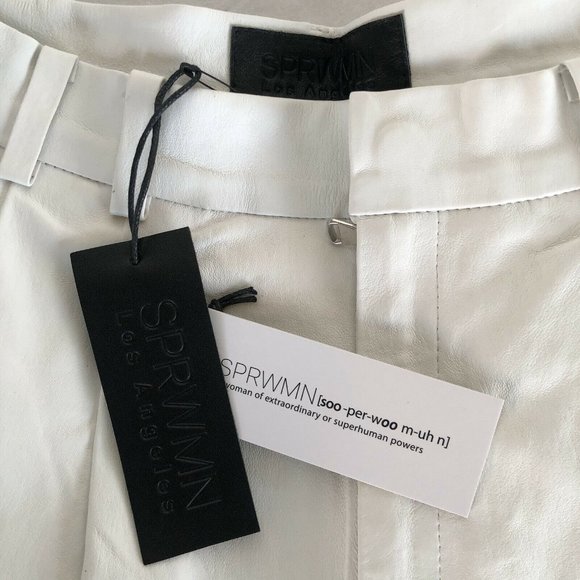 SPRWMN Trouser Pants White Leather Lamb Skin Crop - Picture 5 of 15
